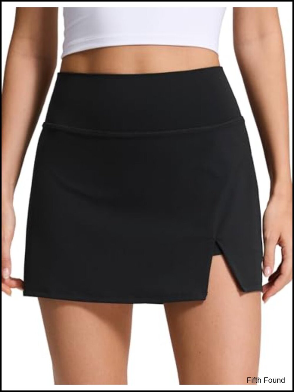 High Waisted Active Golf Skirt with Front Slit and Stash Pockets